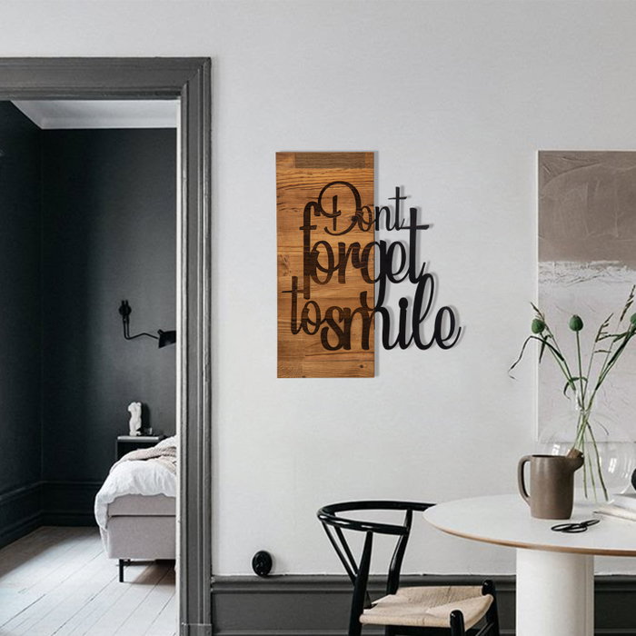 Wallity Dont Forget To Smile Escultura de pared en Negro y Nogal Wallity Dont Forget To Smile Escultura de pared en Negro y Nogal